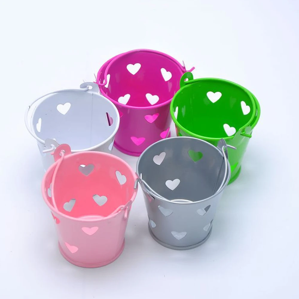 

5pcs Simple Small Iron Barrel Tinplate Mini Tub Decorative Kegs Anti-deform Bright Color Durable No Fading No Paint Silver