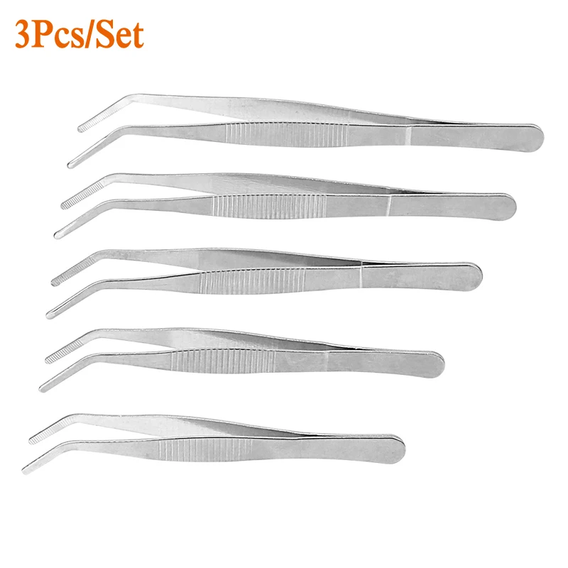

3Pcs/Set Stainless Steel Accurate Anti-static 12.5cm/14cm/16cm/18cm/20cm Clear Clip Tool Hand Tool Elbow Craft Tweezers