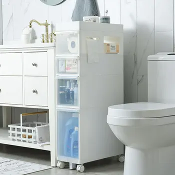 

2019 New 22cm Width Storage Drawer Organizador Rack Plastic Toilet Type Locker Cabinet With Tissue Box Sundries Eco-friendly