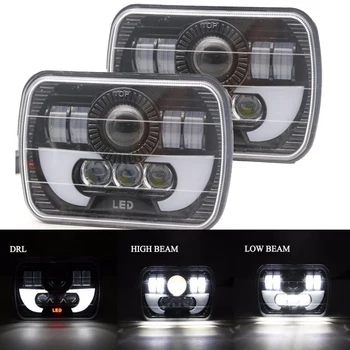 

Pair For Jeep Cherokee XJ 5x7 Led Head light With Hi/low Sealed Beam DRL Halo Headlamp for Trucks 4X4 Offroad H6054 H5054 GMC.