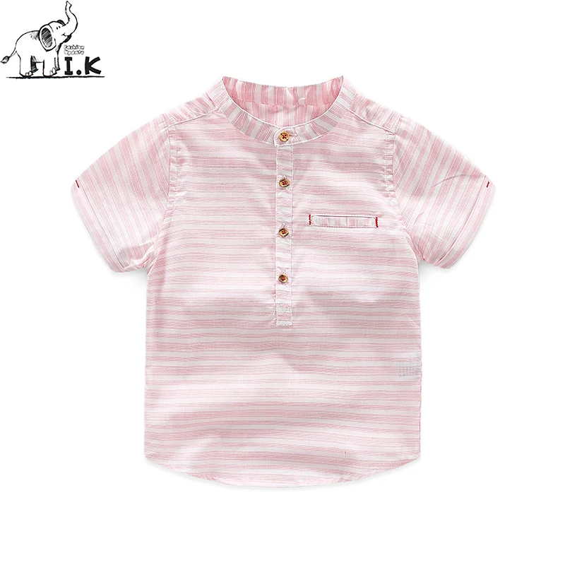 I.K Toddle boys short shirts kids baby classic striped pink cotton