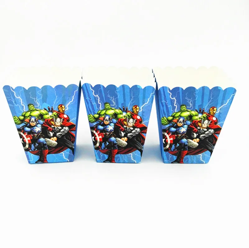 

6PCS/LOT AVENGERS POPCORN BOXES KIDS BIRTHDAY PARTY FAVORS AVENGERS BABY SHOWER CANDY CASE KIDS FAVOR AVENGERS POPCORN BOXES