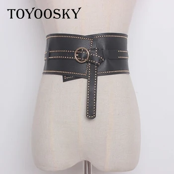 

Gothic Punk Rock Luxury Women PU Belt with Rivet Waist Belts accessories Ins Style Top quality Women Belt Elastic Belt TOYOOSKY