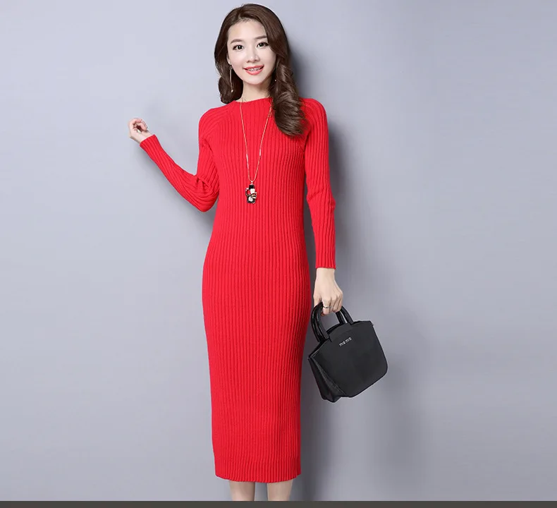 winter sweater dress long pure color Women Dresses pink red Elegant soft Knitted Sweater Dress Bodycon Slim Midi Vestidos winter sweater dress long pure color Women Dresses pink red Elegant soft Knitted Sweater Dress Bodycon Slim Midi Vestidos