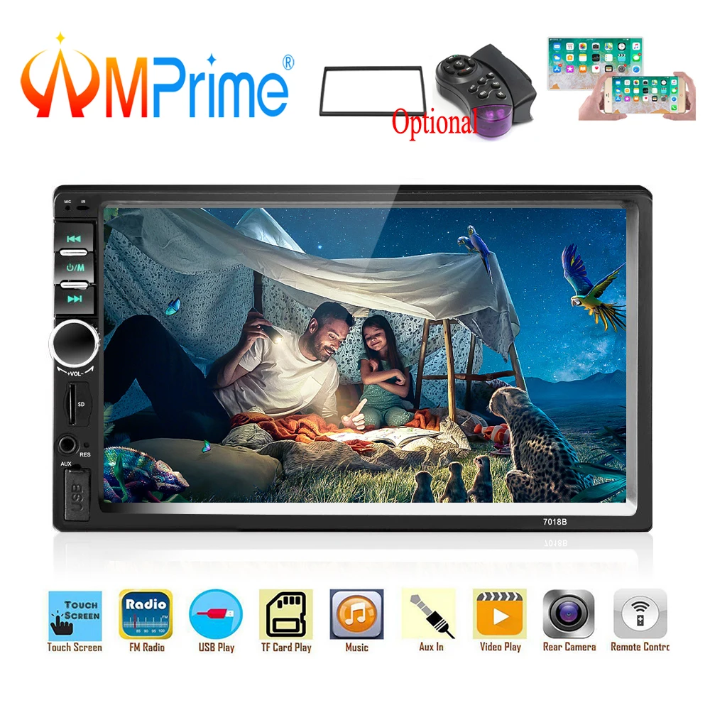

AMPrime 2 Din Car Radio In Dash 2din 7" Autoradio USB AUX FM Multimedia Player Support Mirror Link Camera HD Audio Stereo 7018B