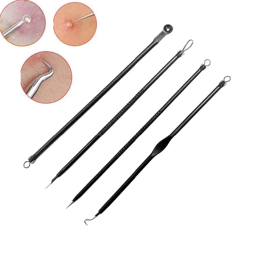 4 Pcs/Set Blackhead Acne Removal Needles Kit Pimple Blemish Comedone