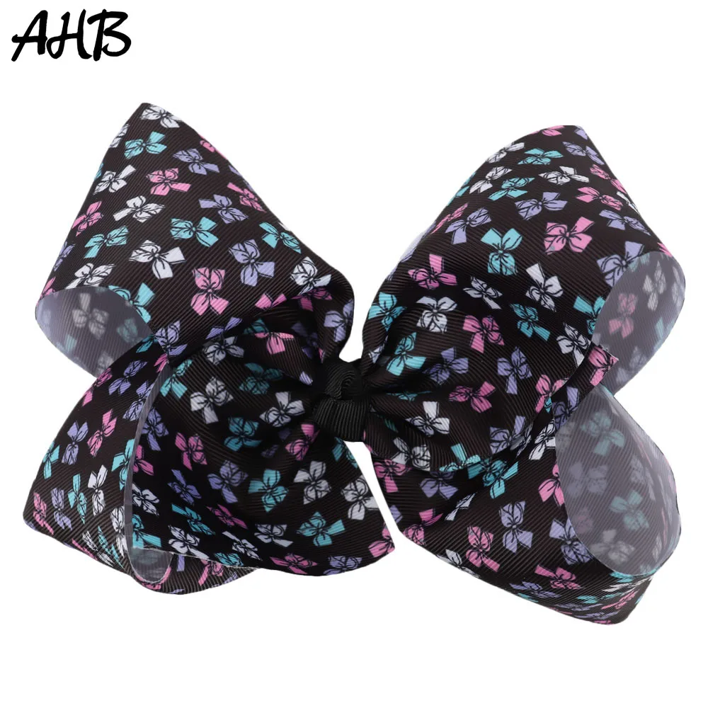 

AHB 7'' Large Print Hair Bows for Girls Clips Marble Bow Printed Grosgrain Ribbon Hairgrips Hairpins Kids Party Hair Accessories