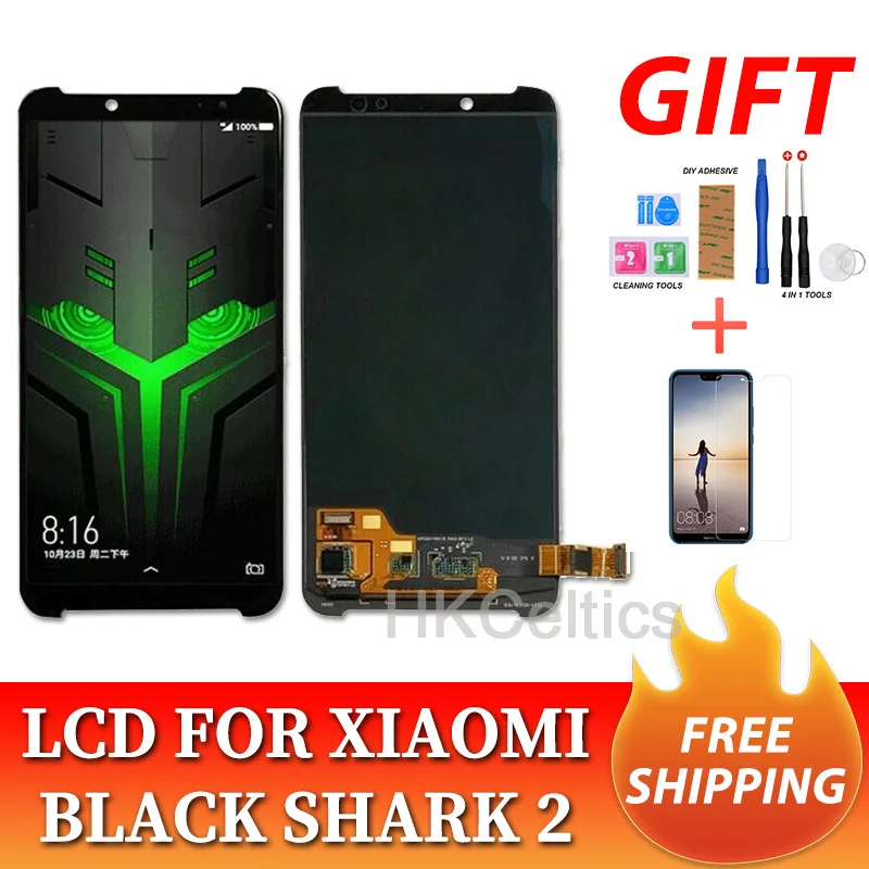 6,0" протестированный ЖК-дисплей для Xiaomi BlackShark Helo ЖК-дисплей+ кодирующий преобразователь сенсорного экрана в сборе черный Shark 2 Helo дисплей