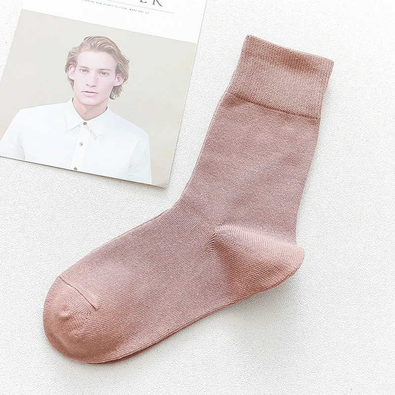 Карамельный цвет Для мужчин однотонный Цвет чулки тенденции моды Для мужчин носки осень-зима Повседневное хлопковые носки - Цвет: Розовый