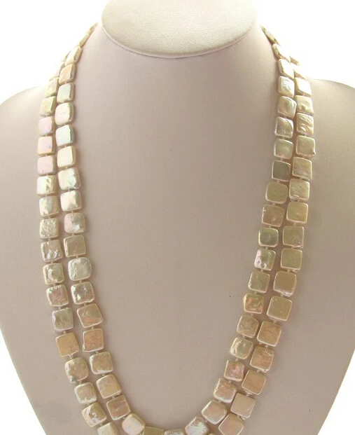 

huij 004902 50"10mm white square freshwater pearl necklace