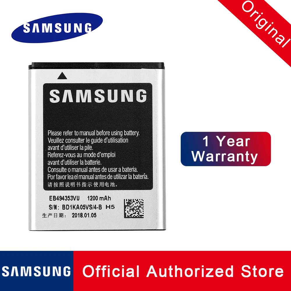 

100% Original EB494353VU For Samsung Galaxy Mini S5570 Galaxy pocket star S5300 S5820 batteria Battery akku 1200mAh+tracking no