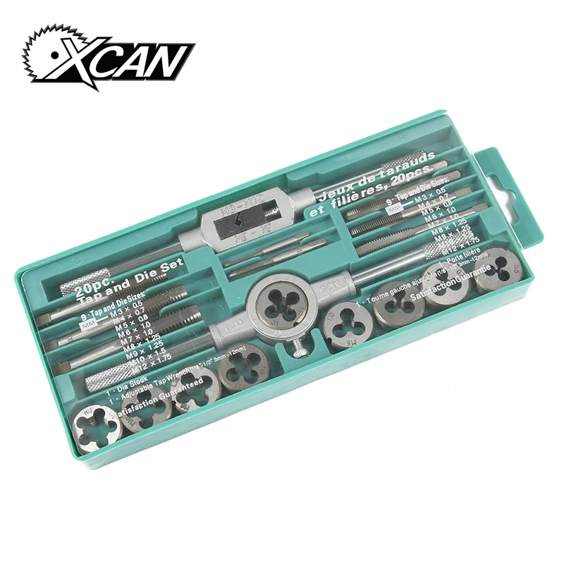 Baratos XCAN 20 PCs juego unids de tornillos de rosca métrica de M3 M12 NC grifos de rosca de acero de carbono herramientas de mano para el trabajo del metal