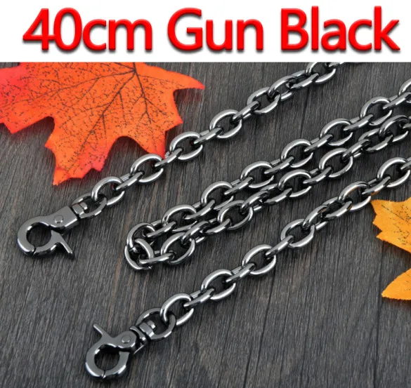 DIY 9mm Gold, Silver, Gun Black O Shape Chains Replacement Shoulder Bag Straps for Small Handbags Belts Handles - Цвет: 40cm Gun Black