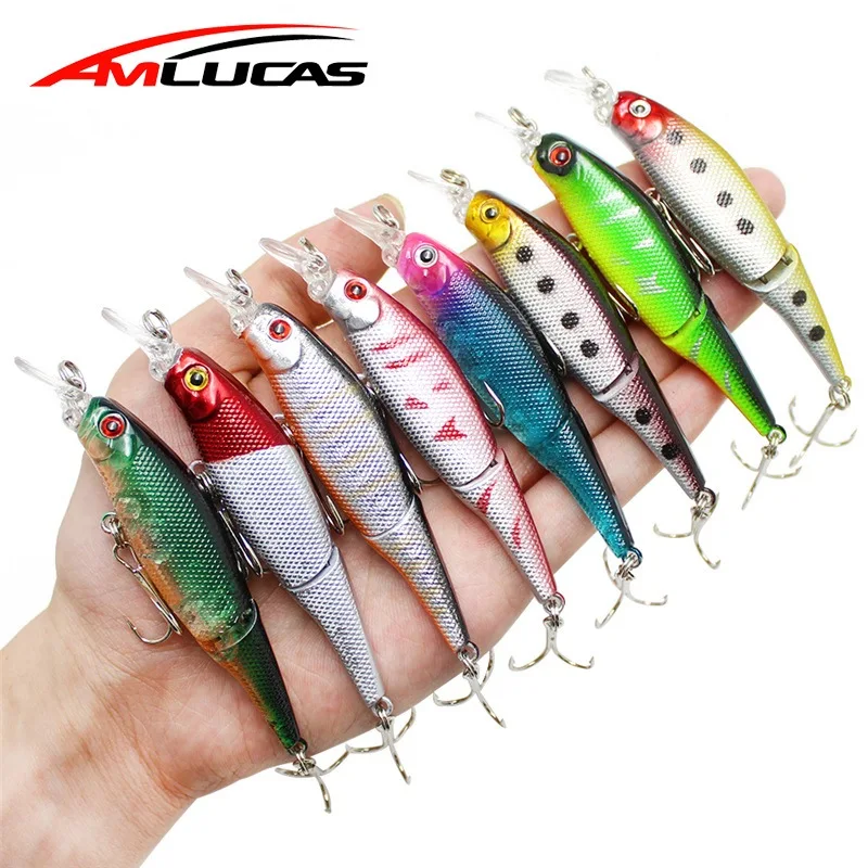 

Amlucas Jointed Fishing Lure 8.5cm 7.6g Minnow Wobblers 3D Eyes Artificial Bait Swimbait Quality Crankbait Leurre WW183