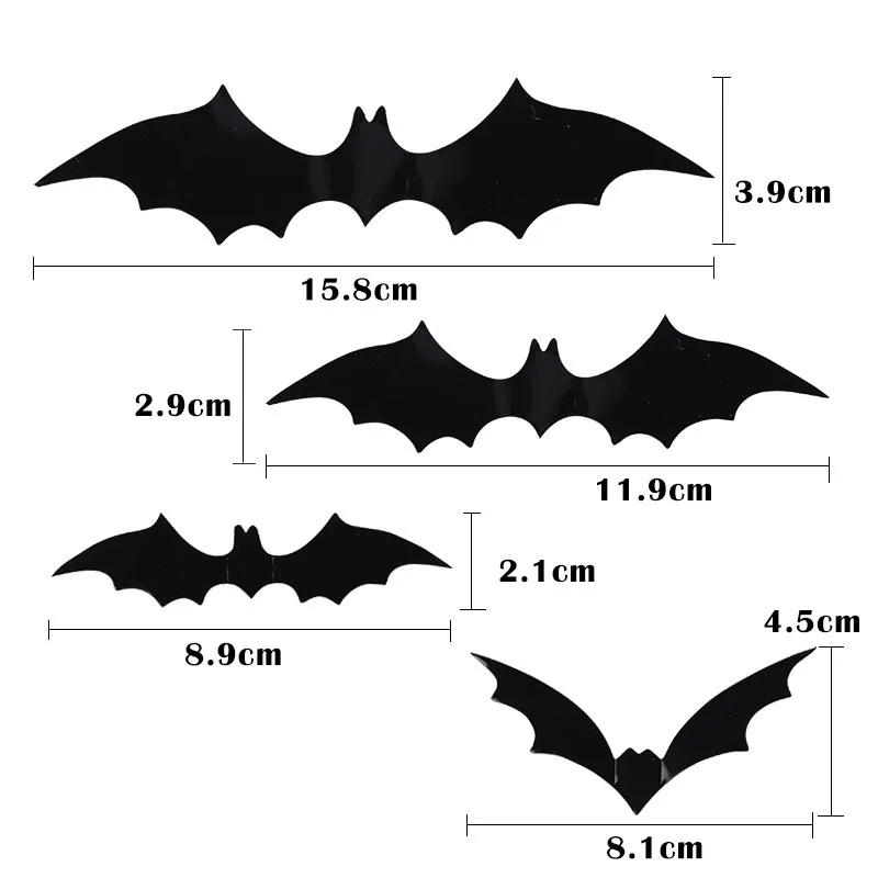 12 шт./упак. Хэллоуина украшения DIY ПВХ черных летучих мышей стены Стикеры атмосферу день всех святых декоративные принадлежности
