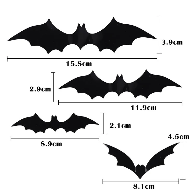 12Pcs/Pack 2019 Halloween Decoration DIY PVC Black Bat Wall Sticker Atmosphere All Saints' Day Decorative Supplies