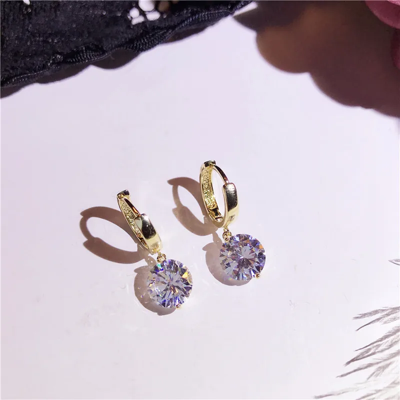 

Clip Earrings For Women 925 Silver Simple Cubic Zirconia Gold Temperament Eardrop Earring Fine Jewelry Personality Simple Bijoux
