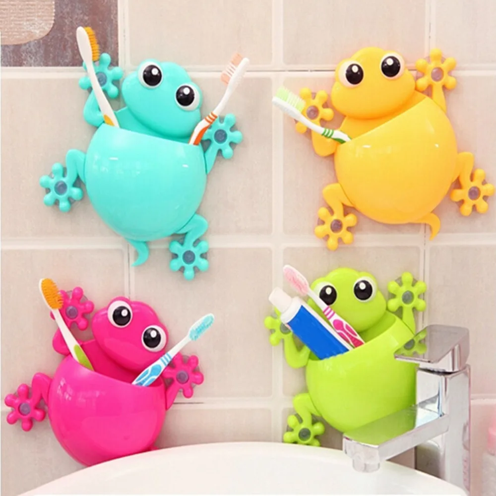 

1PCS Creative New Cartoon Animal Frog Toothbrush Holder Wall Suction Holder Bathroom Shelves