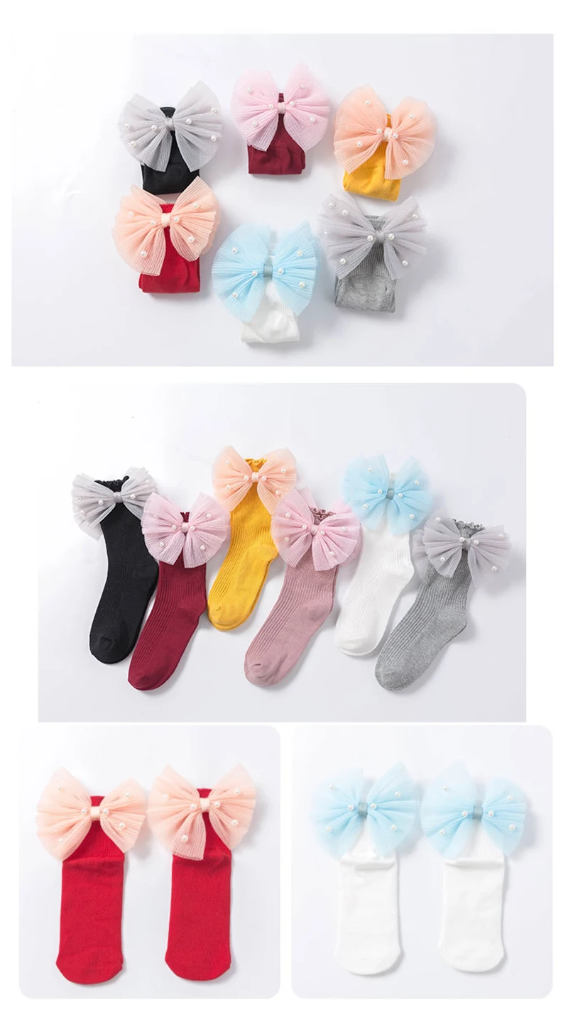 Новые носки для маленьких девочек с бантиками; хлопковые носки до щиколотки для малышей; носки принцессы с бисером для маленьких девочек; Милая Детская летняя одежда