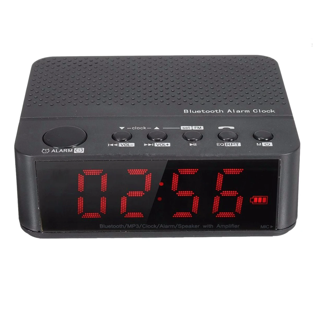 Bluetooth Digital LED Display Alarm Clock Speaker Amplifier FM Radio Mp3 Player Blackin