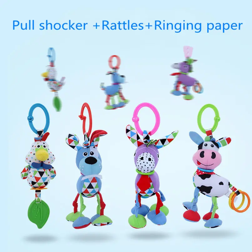 

Newborn Baby Rattles Toys Stroller Hanging Plush Soft Toy Cute Animal Doll Baby Crib Bed Hanging Bells Mobiles Toys