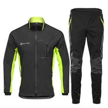 Зимняя высококачественная одежда для велоспорта, ветрозащитная Теплая мужская велосипедная одежда с длинным рукавом, теплые велосипедные штаны на молнии, комплекты для велоспорта