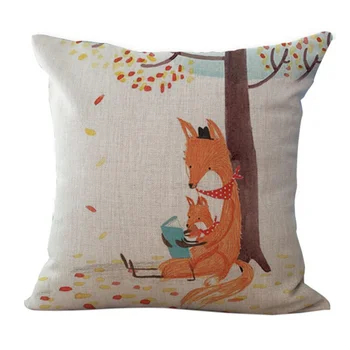 

Square Animal Series Cartoon Style Lovely Red Fox Throw Pillow Case Covers Cushion 18x18 Inches