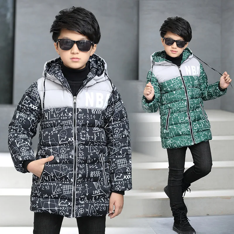 

2018 Winter Jackets Boys Coats Warm Cotton Children Boy Jacket Long Sleeve Kids Outerwear Hooded Coats For School Boys 3-14years