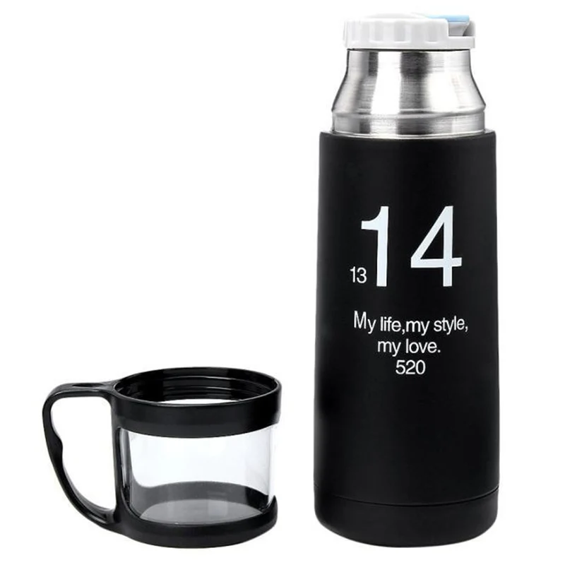 

White Creative Travel Thermo Mug Flask Coffee Cup Vacuum Insulated 350ml Stainless Steel Thermos Portable Student Water Bottle