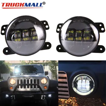 

For Jeep Wrangler 4Inch LED Fog Lights 4" LED DRL Fog Light Passing Lamps with White Halo Ring Angle Eyes Head Lamp Replacement