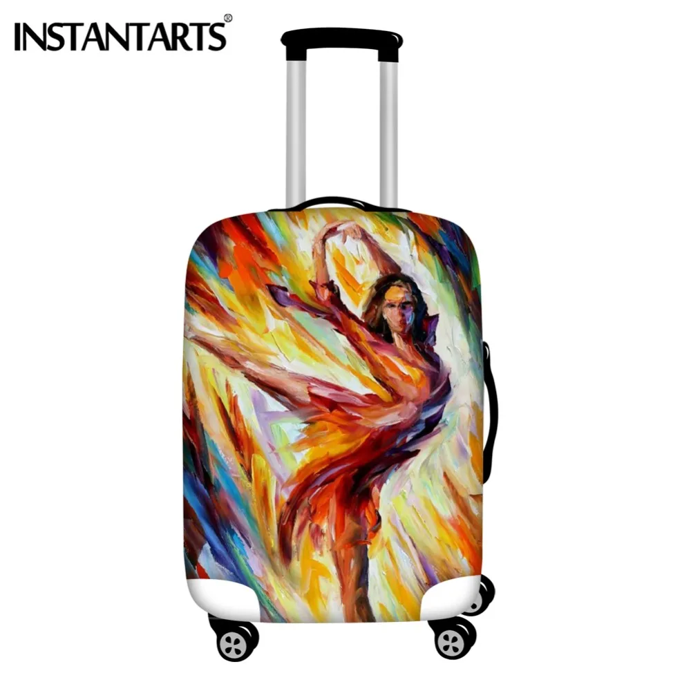

INSTANTARTS Fashion Oil Painting Dancer Prints Luggage Cover Thicken Waterproof Zipper Travel Trolley Suitcase Protector Covers