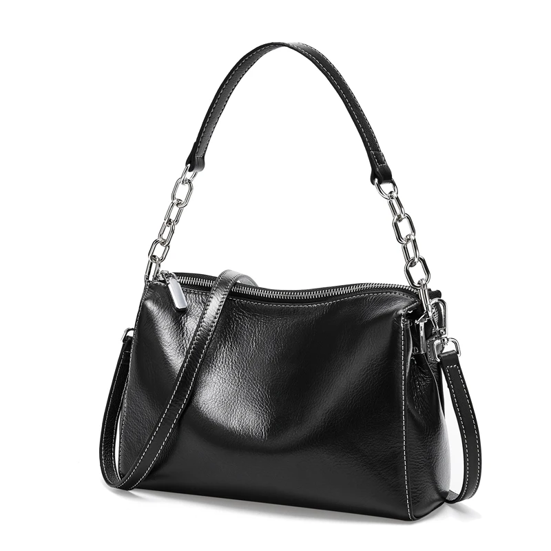 ESUFEIR женская сумка на плечо из натуральной кожи, роскошная сумка для женщин, дизайнерская Высококачественная мягкая кожаная сумка через плечо - Цвет: Black