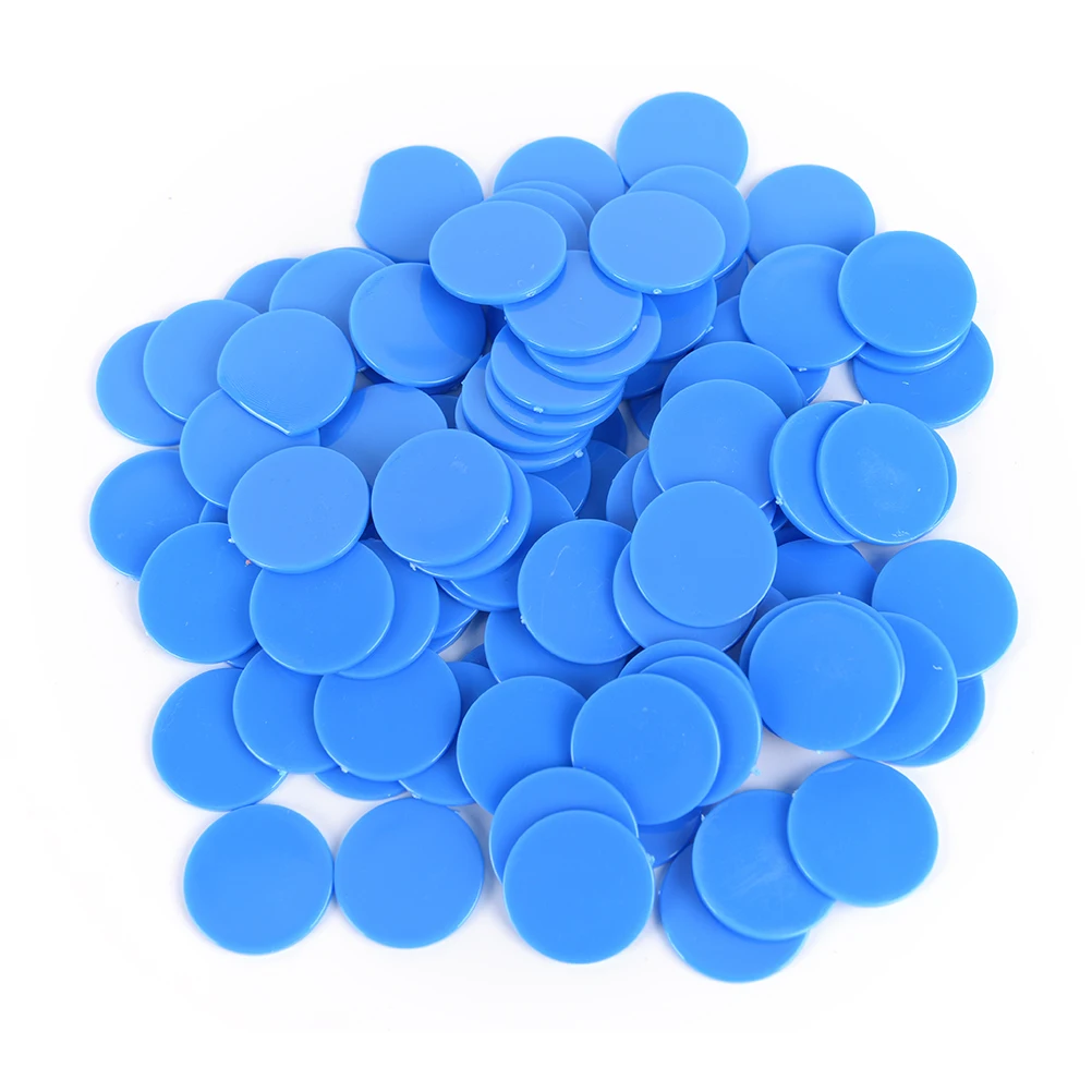 100Pcs/Lot NEW Creative Gift Accessories Plastic Poker Chips Casino Bingo Markers Token Fun Family Club Game Toy 100x 24MM - Цвет: blue