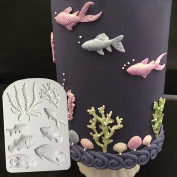 

Fish Seaweed & Coral Mould Fondant Cake Decorating Tools Silicone Molds for Sugarcafts Chocolate Baking Tools for Cakes Gumpast