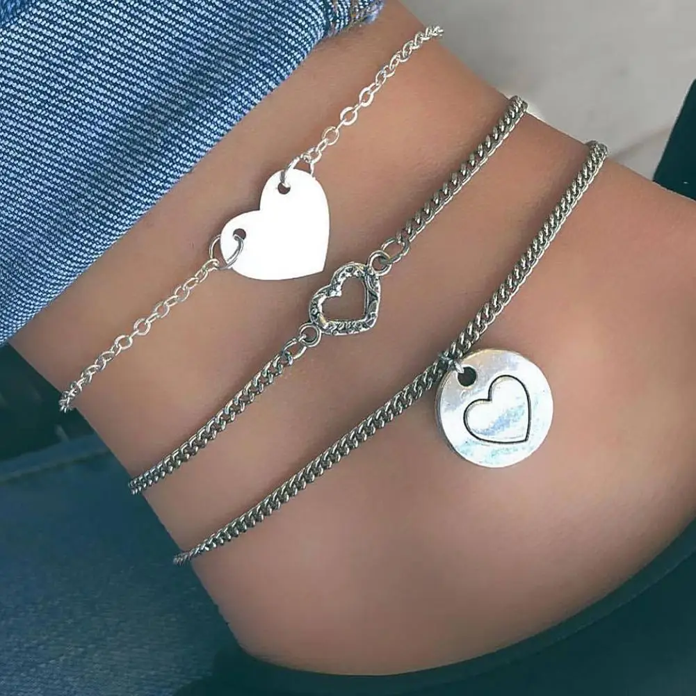 heart charm anklet in 14k gold