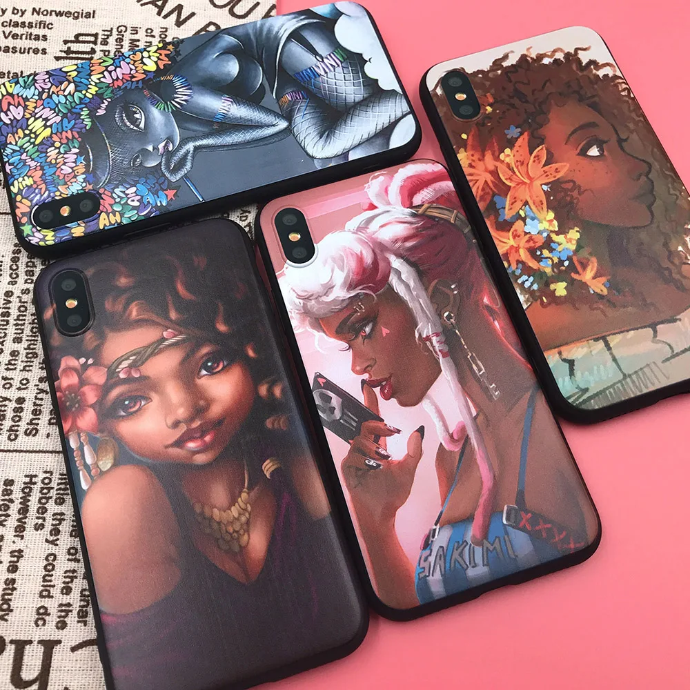 XIX for Funda iPhone X Case 5 5S 6 6S 7 8 Plus X XS Max XR African Girls for Cover iPhone 7 Case Soft TPU for Capa iPhone 8 Case
