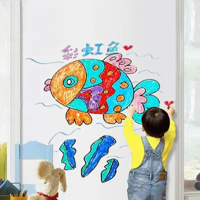 Removable Whiteboard Wall Sticker Kids Bedroom Drawing Pvc Erasable White Board Stickers 45x100cm
