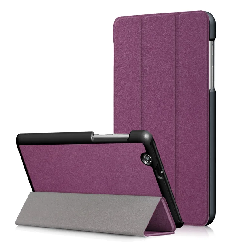 Тонкий магнитный складной чехол для huawei MediaPad T3 7,0 BG2-U01 Funda чехол для huawei MediaPad T3 7 3g версия Чехол+ пленка+ ручка - Цвет: purple