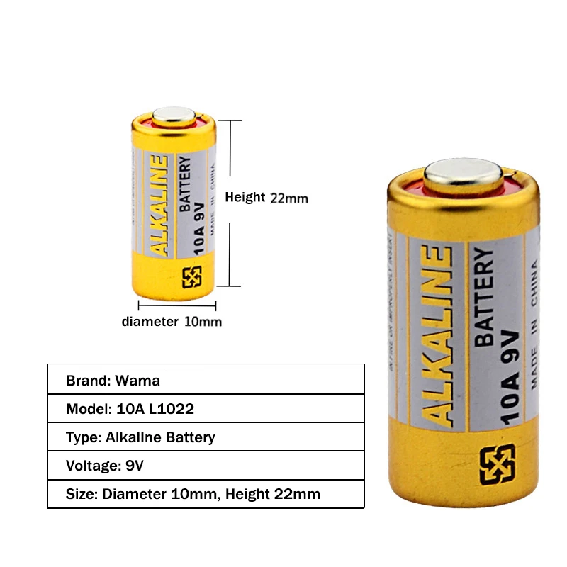 5 шт./упак. Wama 10A 9V L1022 главным образом высушите Аккумуляторы для двери гаража завальцовки дистанционного Управление Батарея Высокое качество оптом