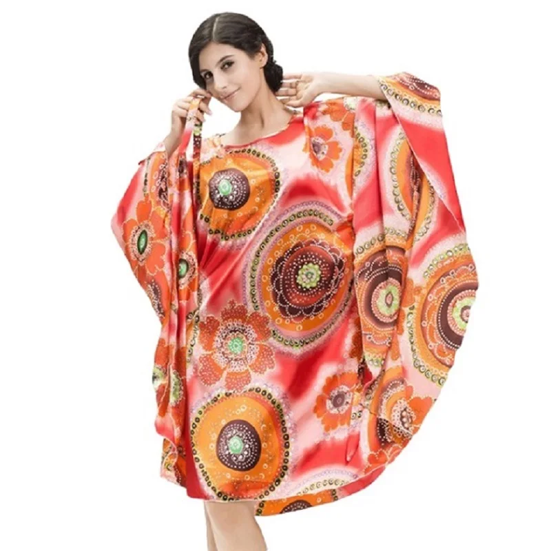 

Women Nightgowns Cotton Print New Hot style plus size bat sleeve casual leisurewear summer night dress womens nightgown
