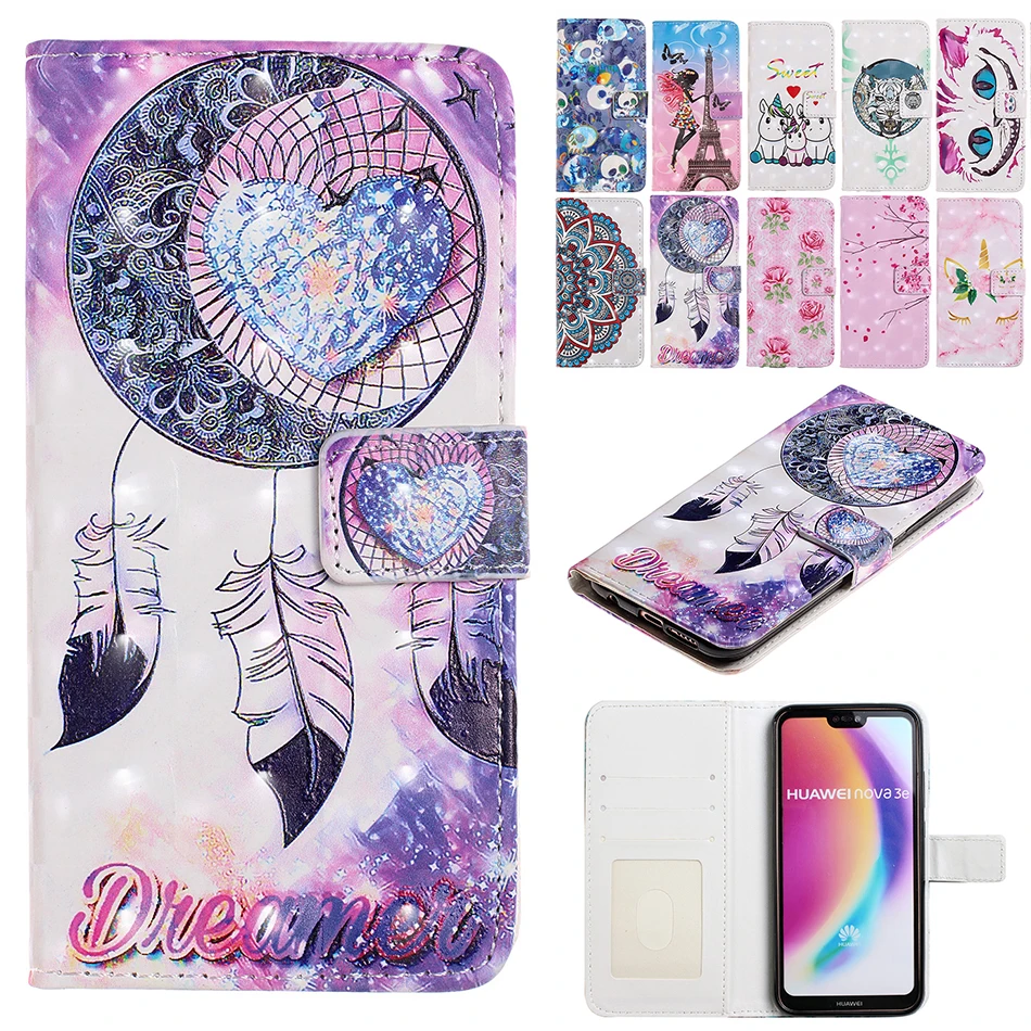 

Unicorn Leather Wallet Flip Case For Huawei Honor 9 Lite 8X 7A P8 P9 P20 Lite Mate 20 Lite Y6 2018 P Smart Card Slot Phone Cover