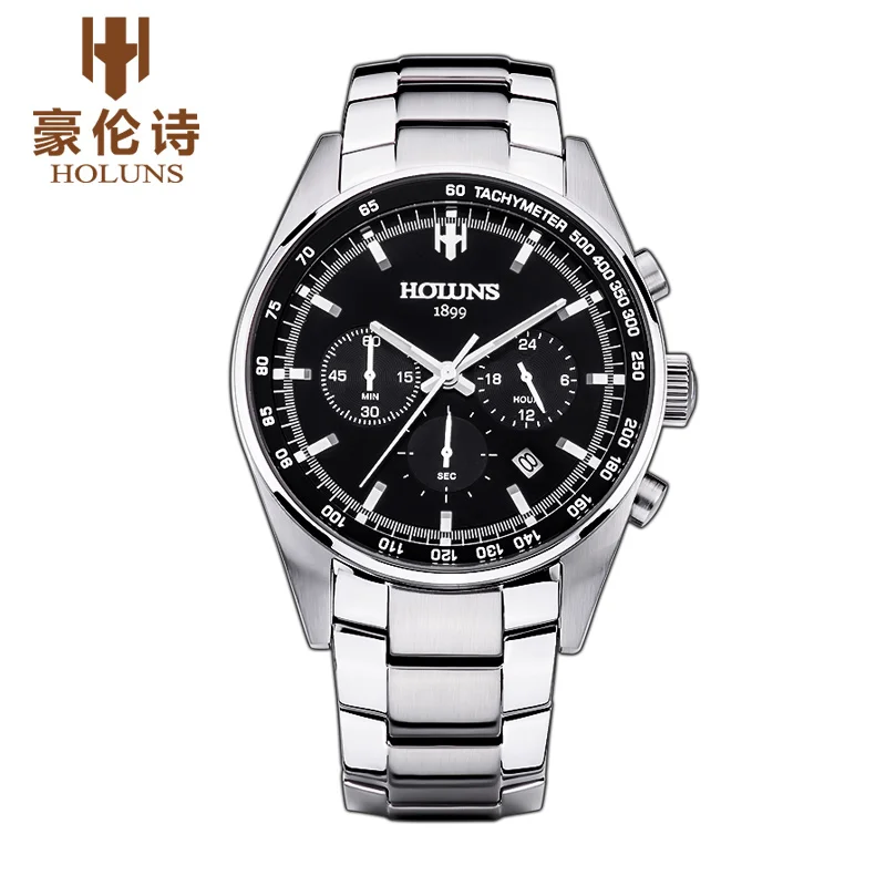 Роскошный бренд HOLUNS мужские часы сапфировое зеркало из нержавеющей стали многофункциональные светящиеся водонепроницаемые деловые часы подарок