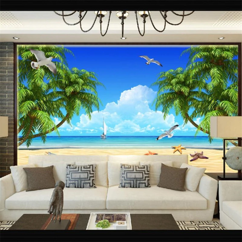 Обои на заказ wellyu papel 3d пляжные кокосовые обои для гостиной|custom wallpaper|wallpapers for living