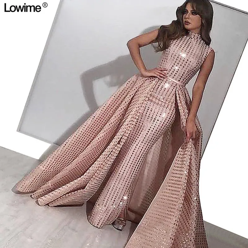 African Watteau Train Mermaid Evening Dresses Dubai Cap Sleeve Prom Reflective Dress Sequined Floor Length Robe De Soiree