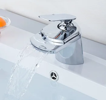 

Modern Waterfall Centerset Polish Chrome Solid Brass Bathroom Vanity Sink / Basin / Torneira Faucets Mixers & Taps (UP-2701)