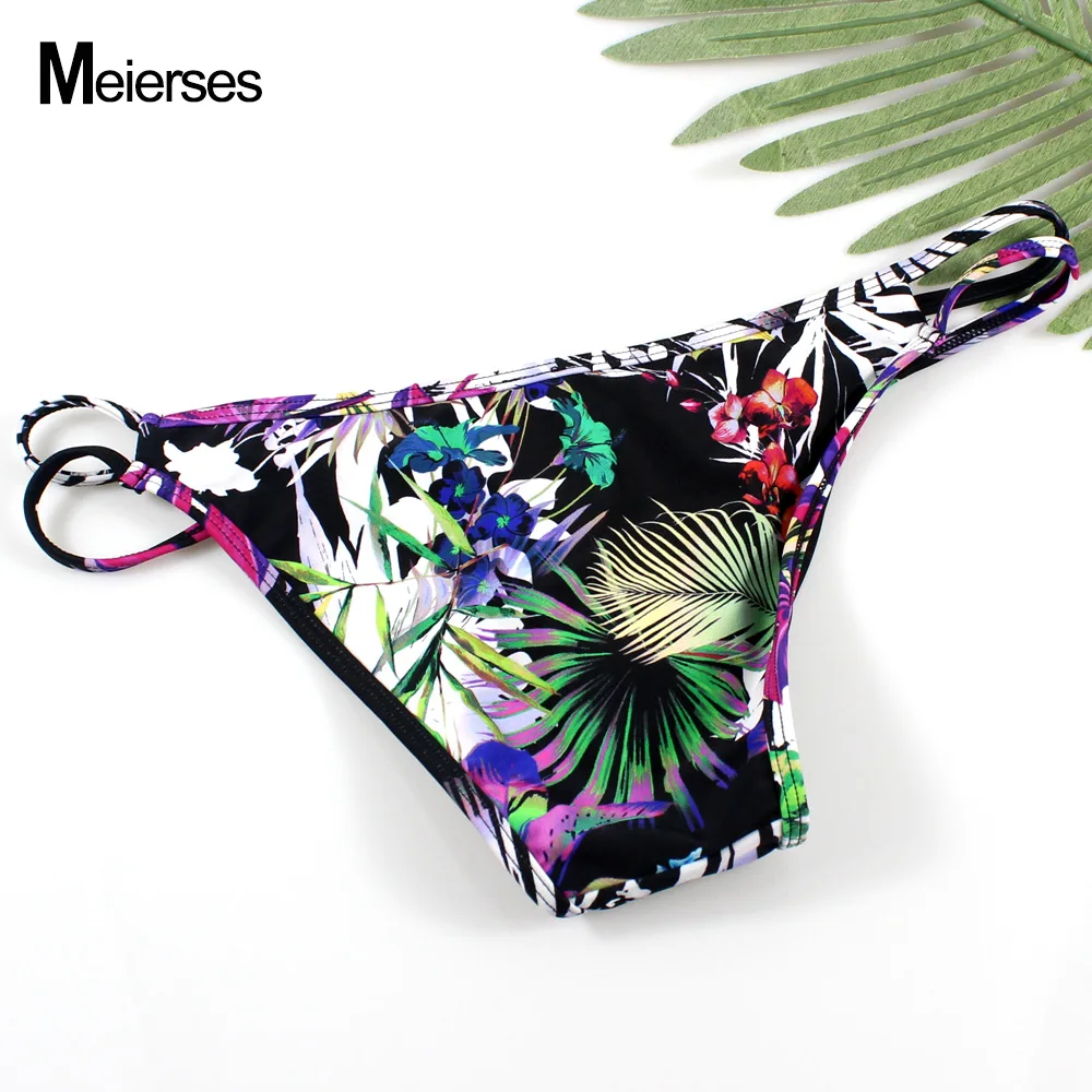 MEIERSES 10 Colors Sexy Women Swimwear Briefs Cut Out Side Low Waist Soft Bikini Separates For Ladies Swim Female Bikini Bottoms