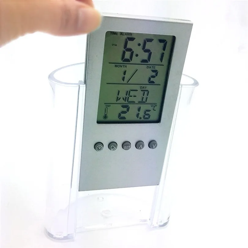Настольная подставка для ручек для офиса Организация ЖК-дисплей будильник с термометром Аксессуары Для календарей защита трубки Органайзер JJ20