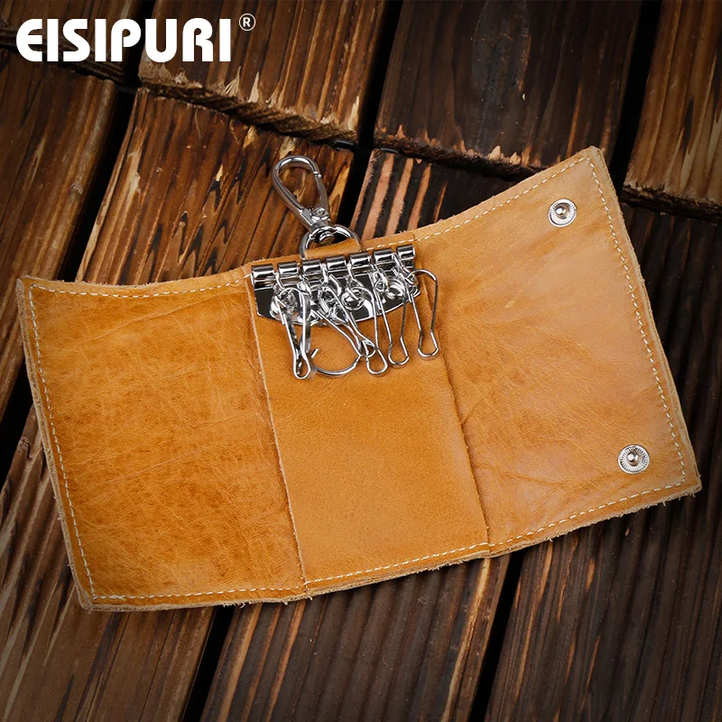 Genuine Leather Purse Zipper Key Wallets Women Key Holder Men Car Keys Bag Men's Case Casual Package Head Layer Cowhide key case key holder key organizer key purse