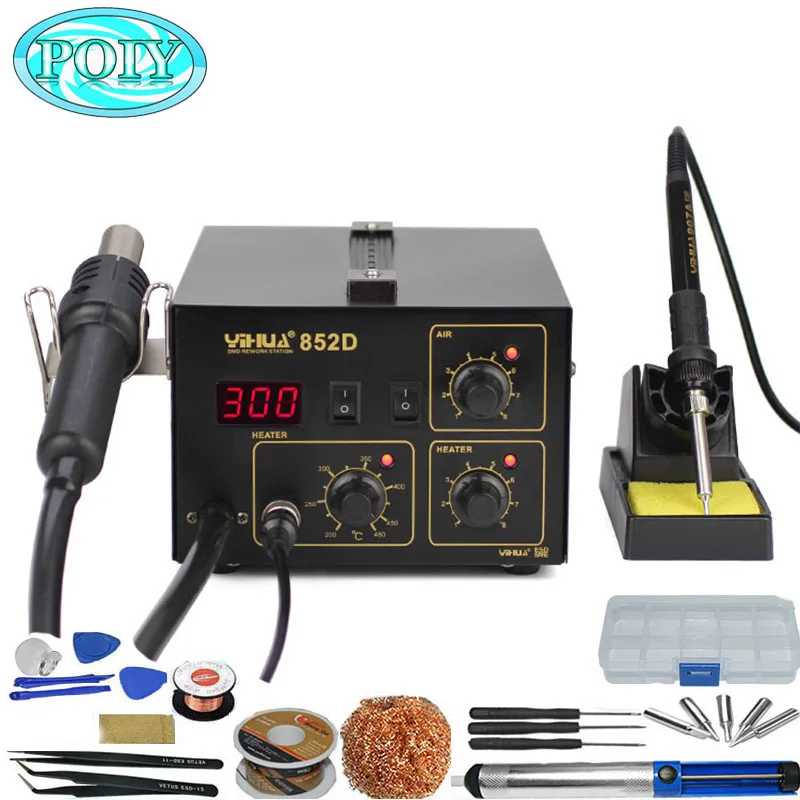

YIHUA 852D 2 In 1 Soldering Station YIHUA 852D (Diaphragm Pump) Rework Soldering Station with hot air gun and solder iron