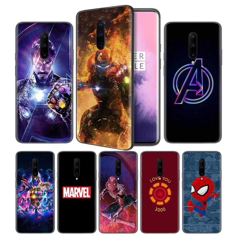 

Avengers Endgame Marvel Iron Man Soft Black Silicone Case Cover for OnePlus 6 6T 7 Pro 5G Ultra-thin TPU Phone Back Protective